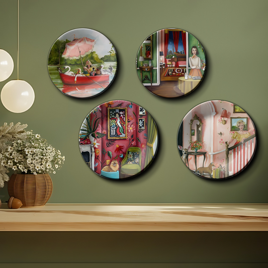 set of 4 Artistic Haven Wall Plates Collection for business