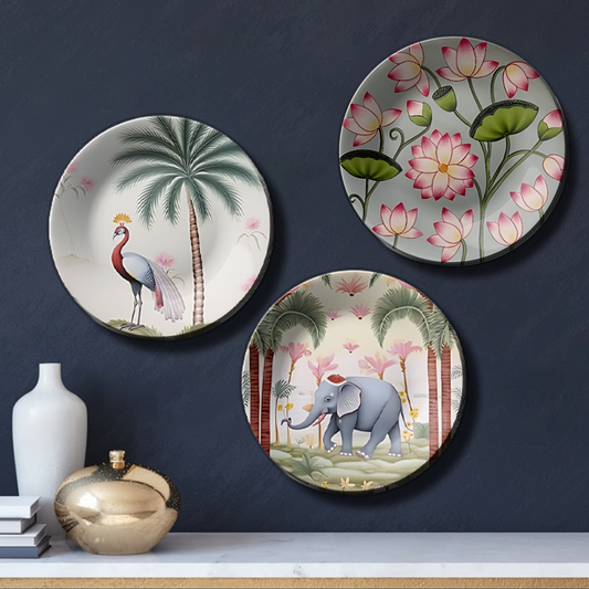 Set of 3 Handcrafted Nature-Inspired Wall Plates for home decor
