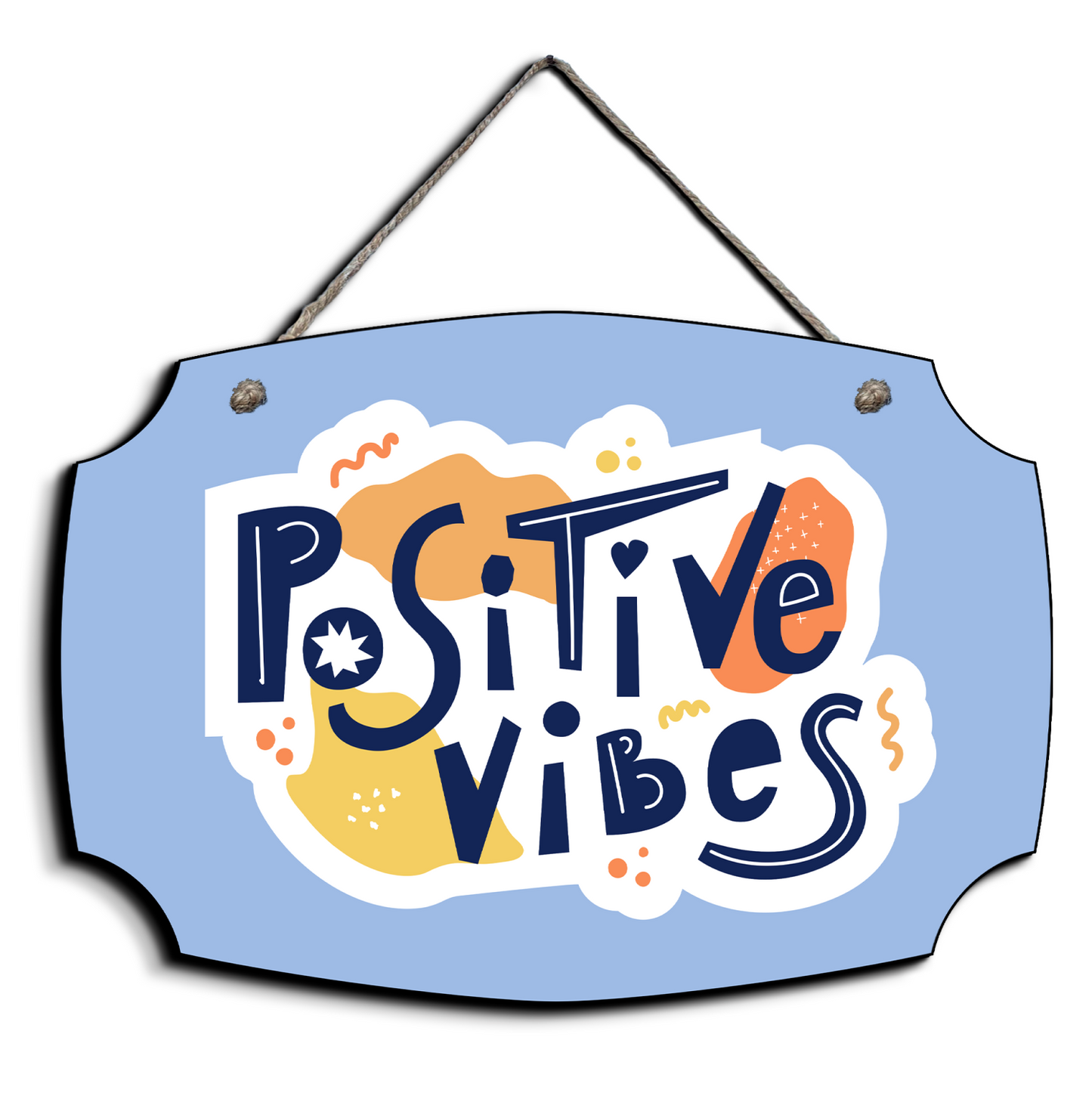 Positive Vibes Wood Print Colorful Wall or Door Hanging