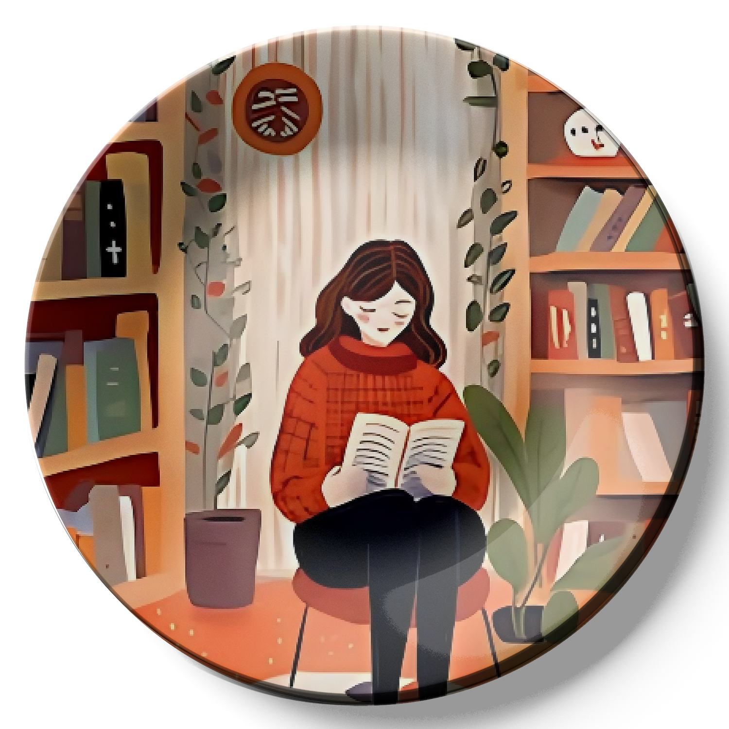 home library ceramic bright art plates