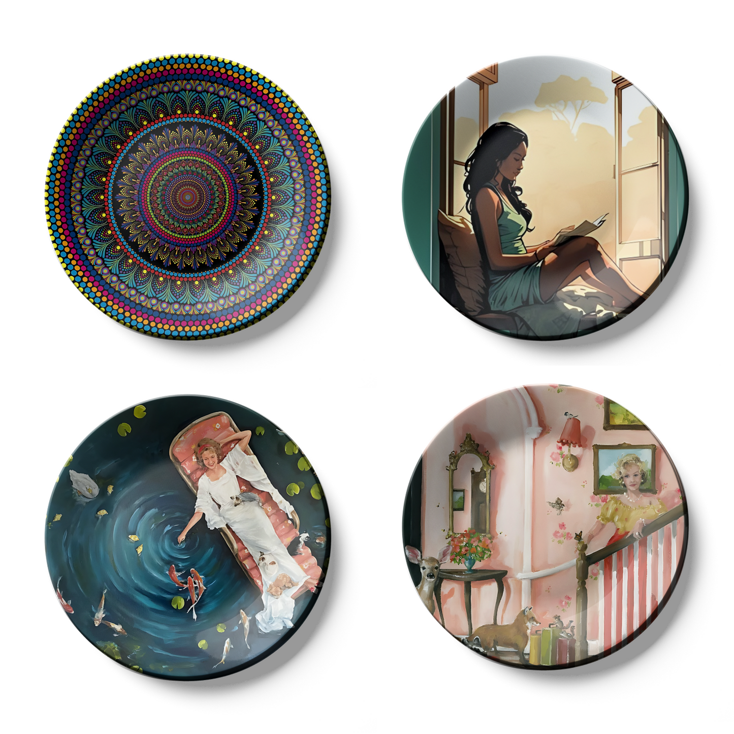 Set of 4 Assorted Theme Wall Plates  art