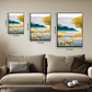 Assorted Landscape Golden Wood Print Wall Art Set of 3