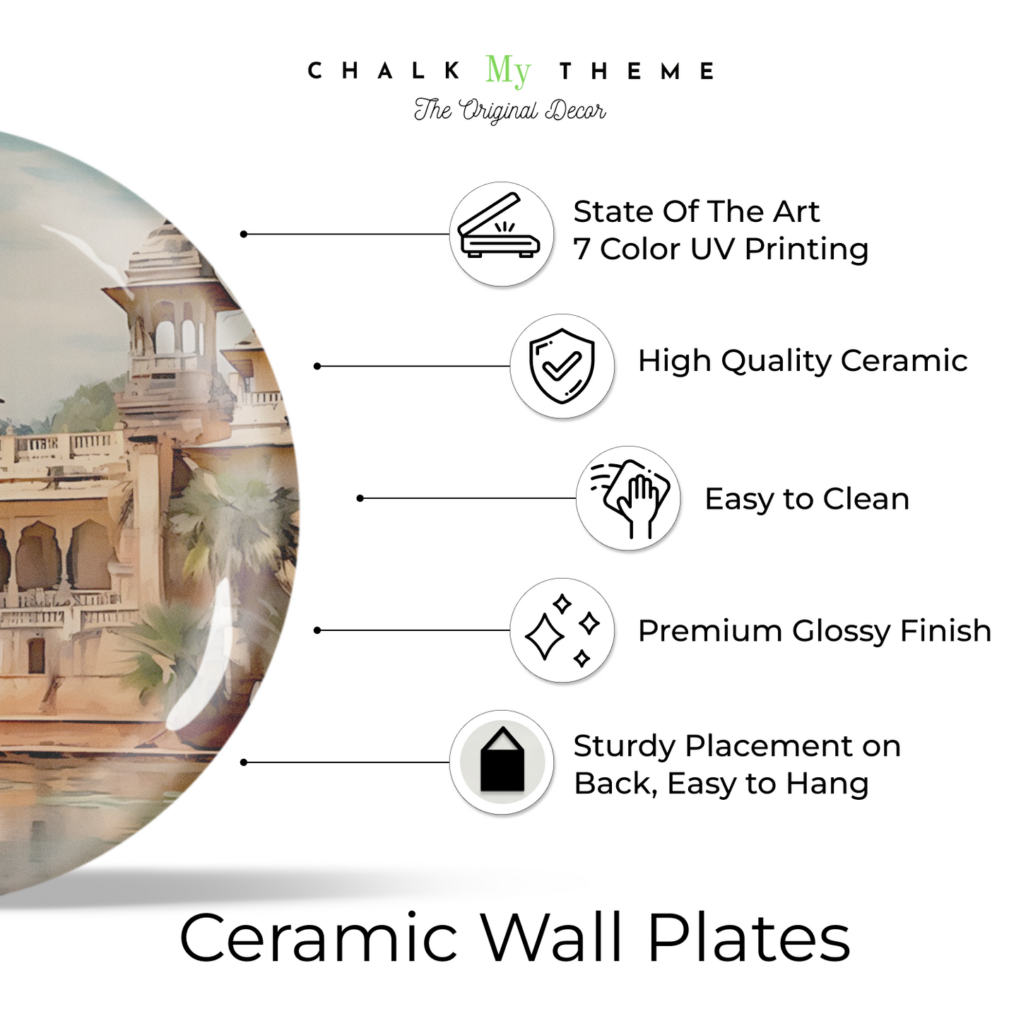 Vintage Maharaja's Palace Ceramic Wall Plate Home Décor