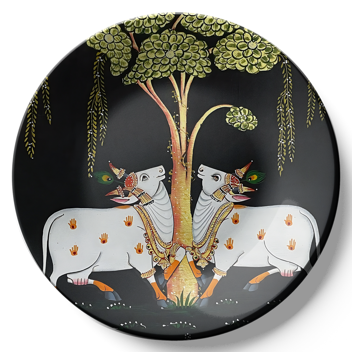 cow pichwai art decorative plates