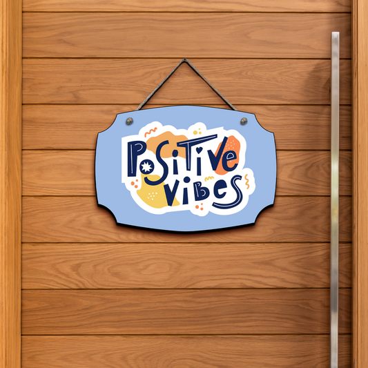 Positive Vibes Wood Print Colorful Wall or Door Hanging