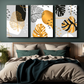 Gold Tropical Leaf Wood Print Wall Art Set of 3