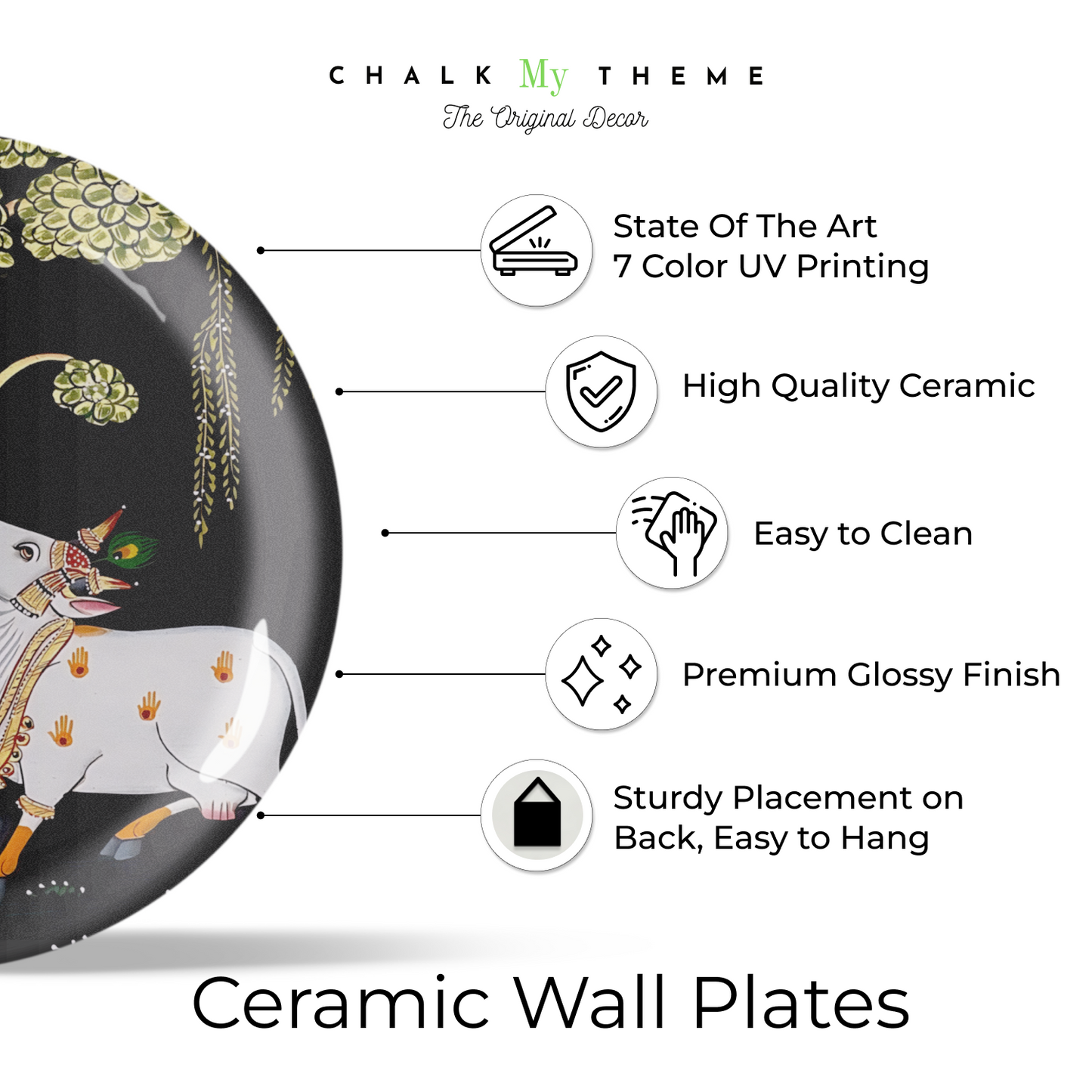 cow pichwai art ceramic wall decor