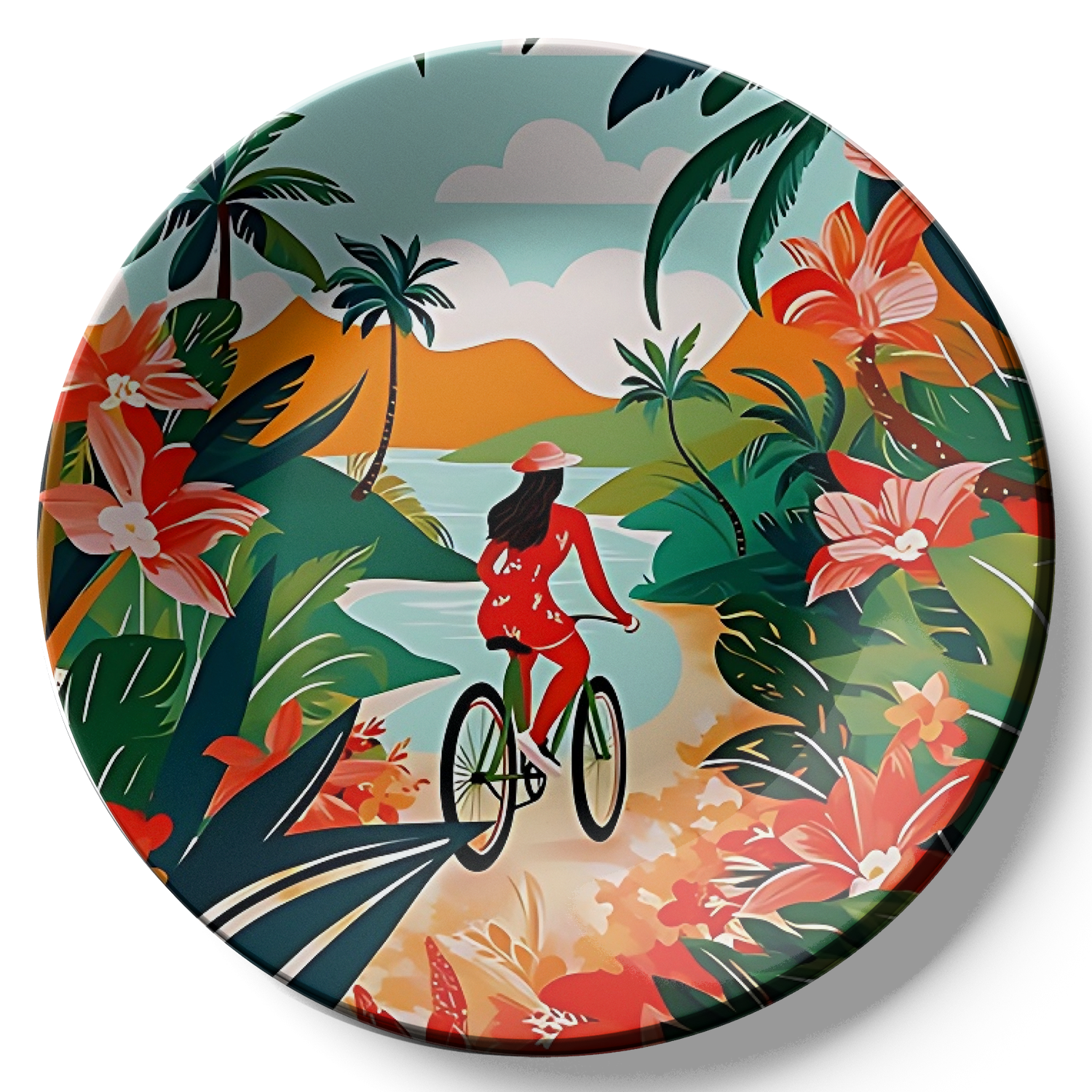 riding bicycle wall plate for home decor