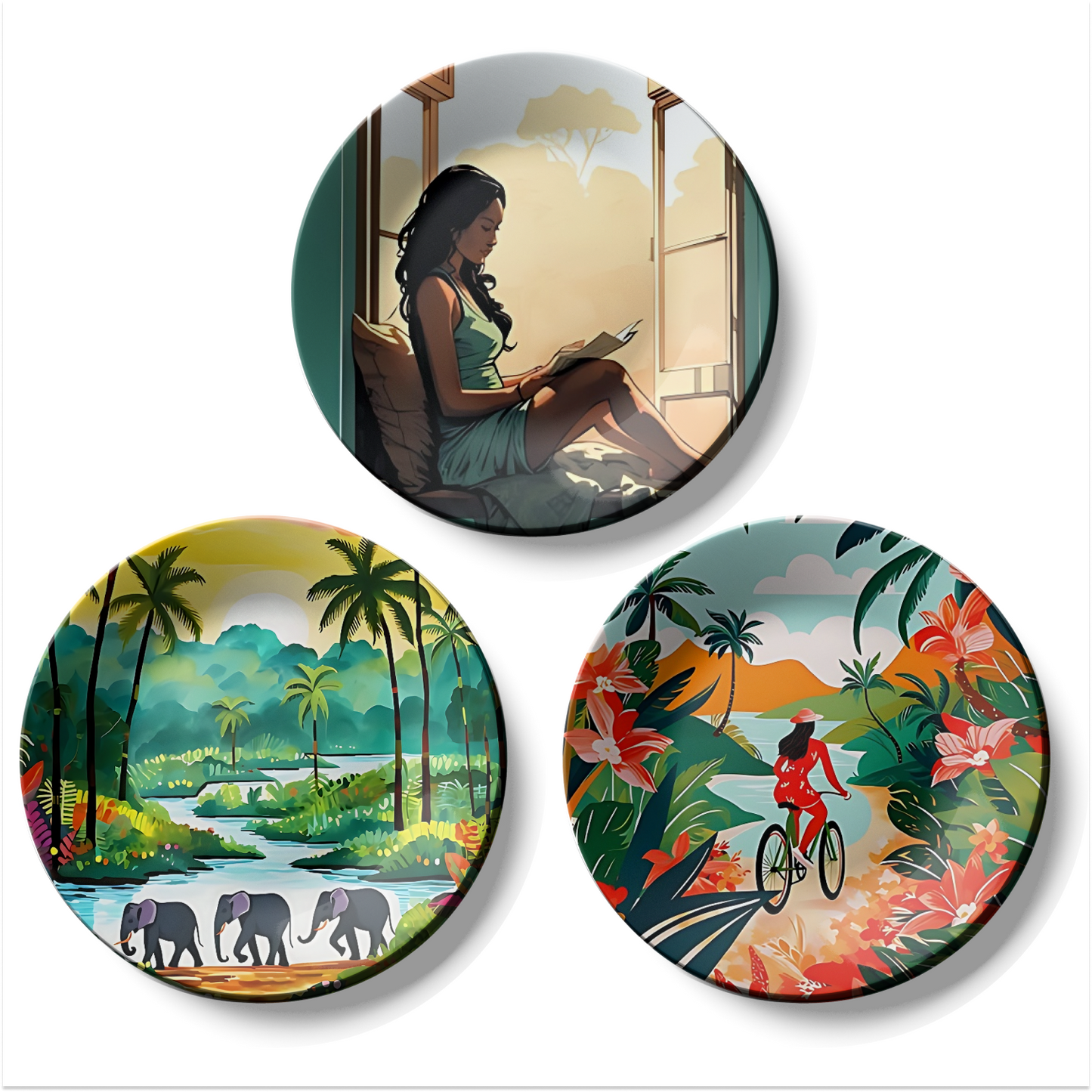 Set of 3 Assorted Theme Wall Plates Décor