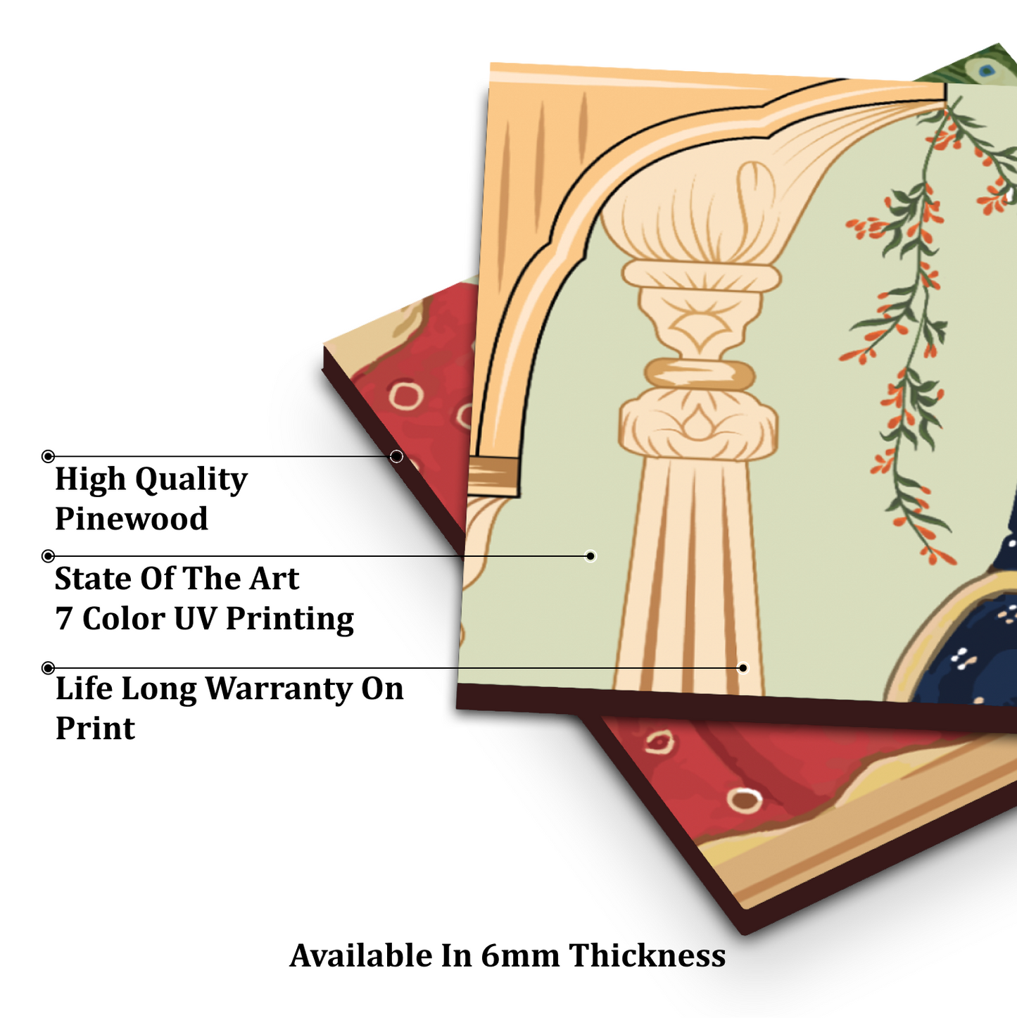 Women Sitting In Cabana Royal Wood Print Wooden Wall Tiles Set
