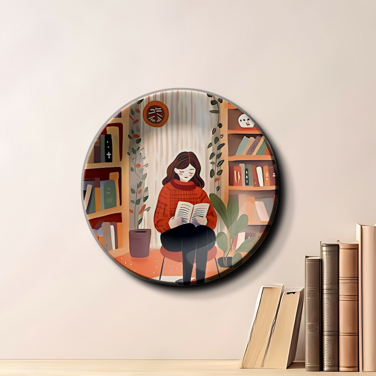 hanging plates wall decor of Home Library