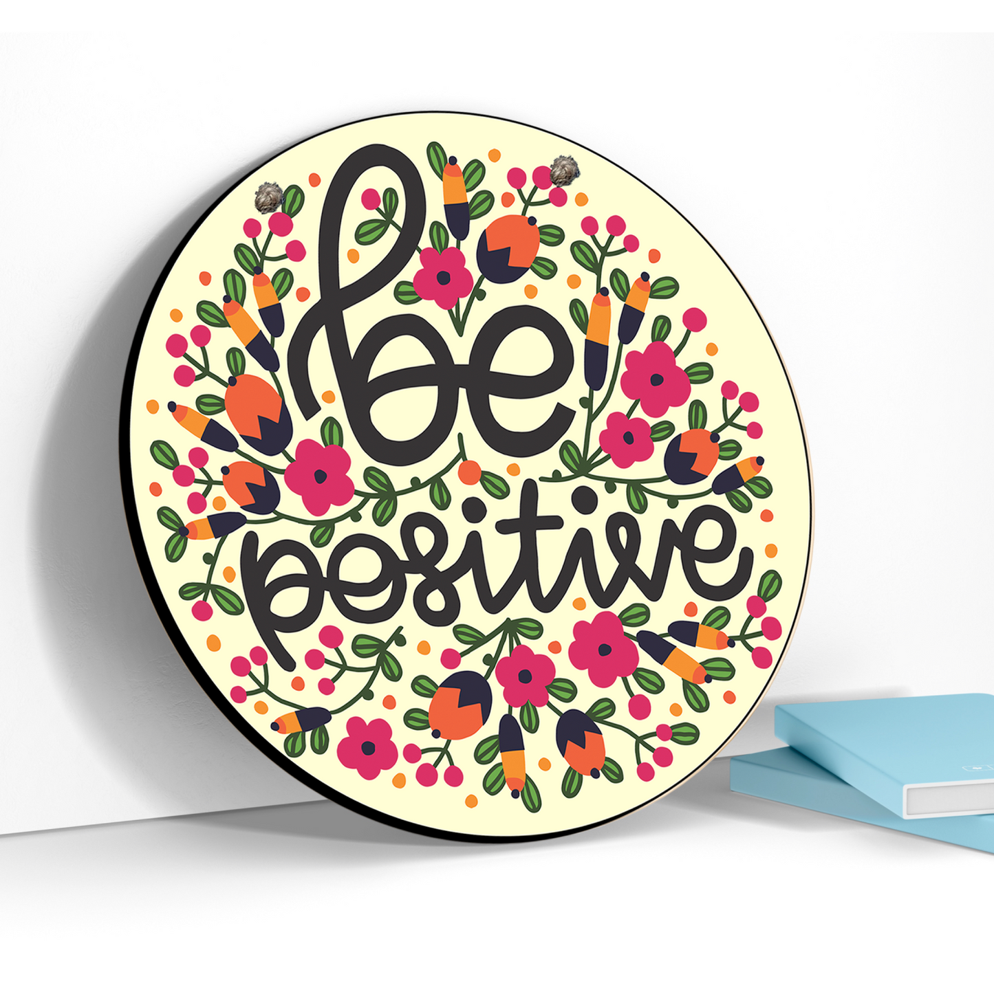 Be Positive Wood Print Colorful Wall or Door Hanging