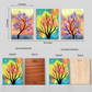 Colorful Botanical Wood Print Wall Art Set of 3