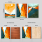 Orange Abstract Landscape Wood Print Wall Art Set of 3