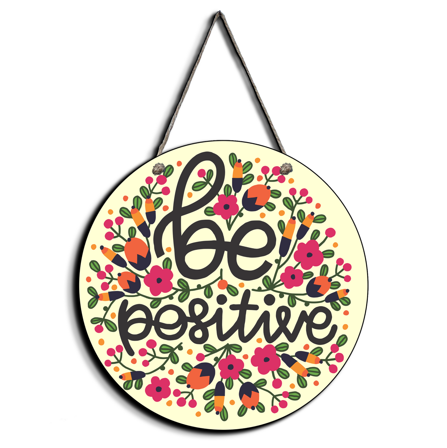 Be Positive Wood Print Colorful Wall or Door Hanging