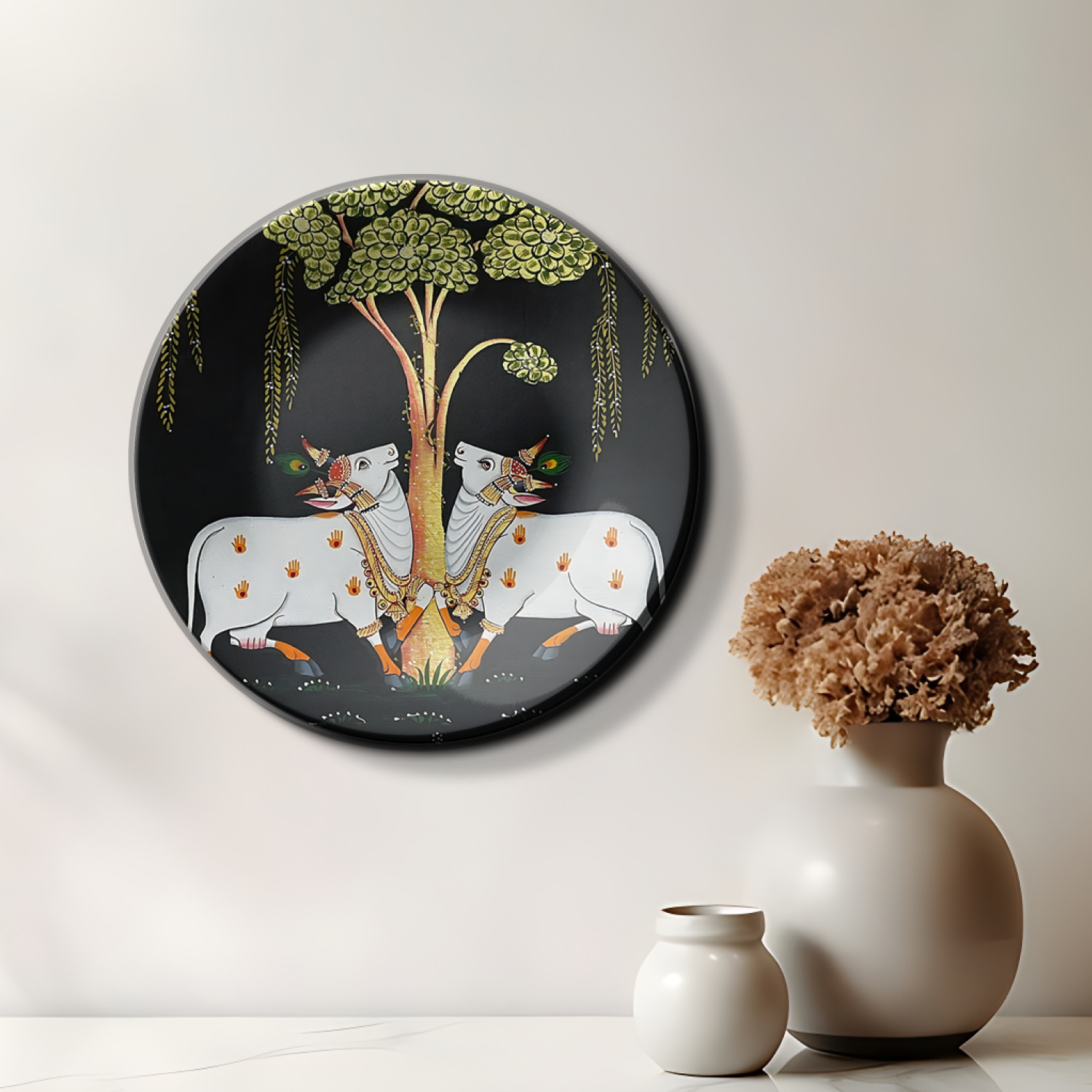 pichwai cow hanging plate wall art
