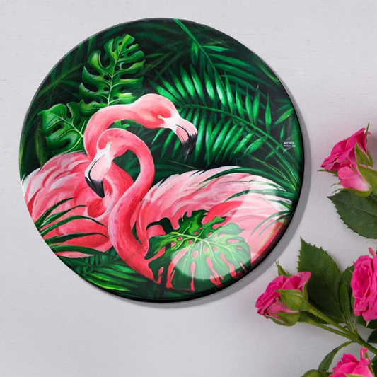 Pink Flamingos Wall Plate Home Décor