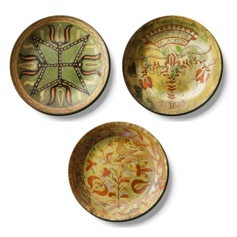 Set of 3 Assorted German Dish Art Wall Plates Art Décor