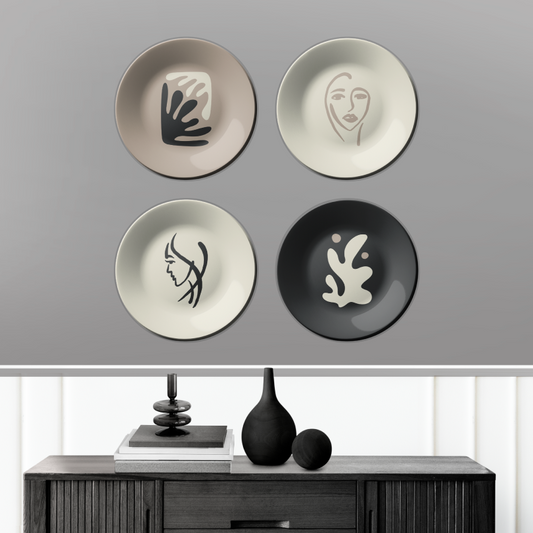 Set of 4 Minimalistic Art Clam Luxury Wall Plates for Elegant Home Décor