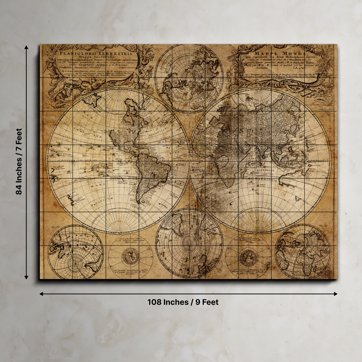 World Map Wood Print Wooden Wall Tiles Set