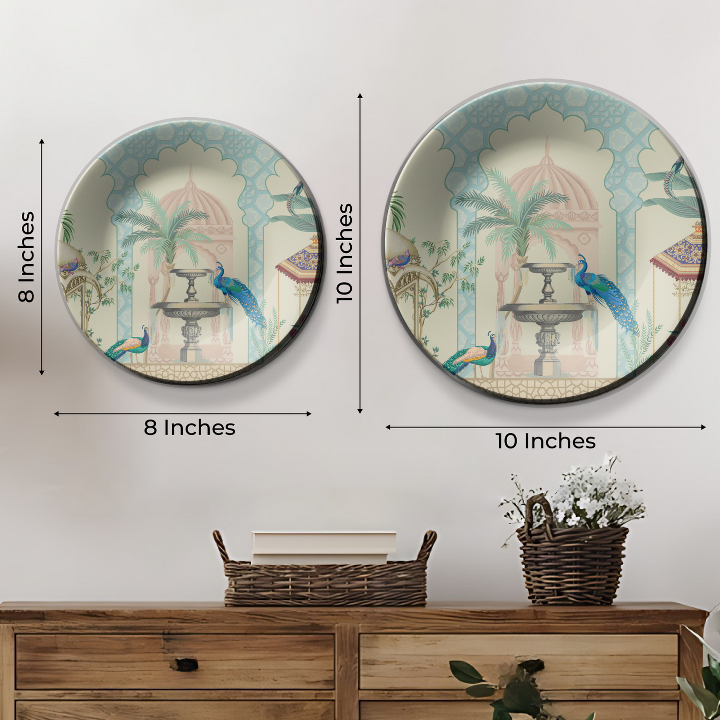 Peacock Couple Ceramic Wall Plate Home Décor