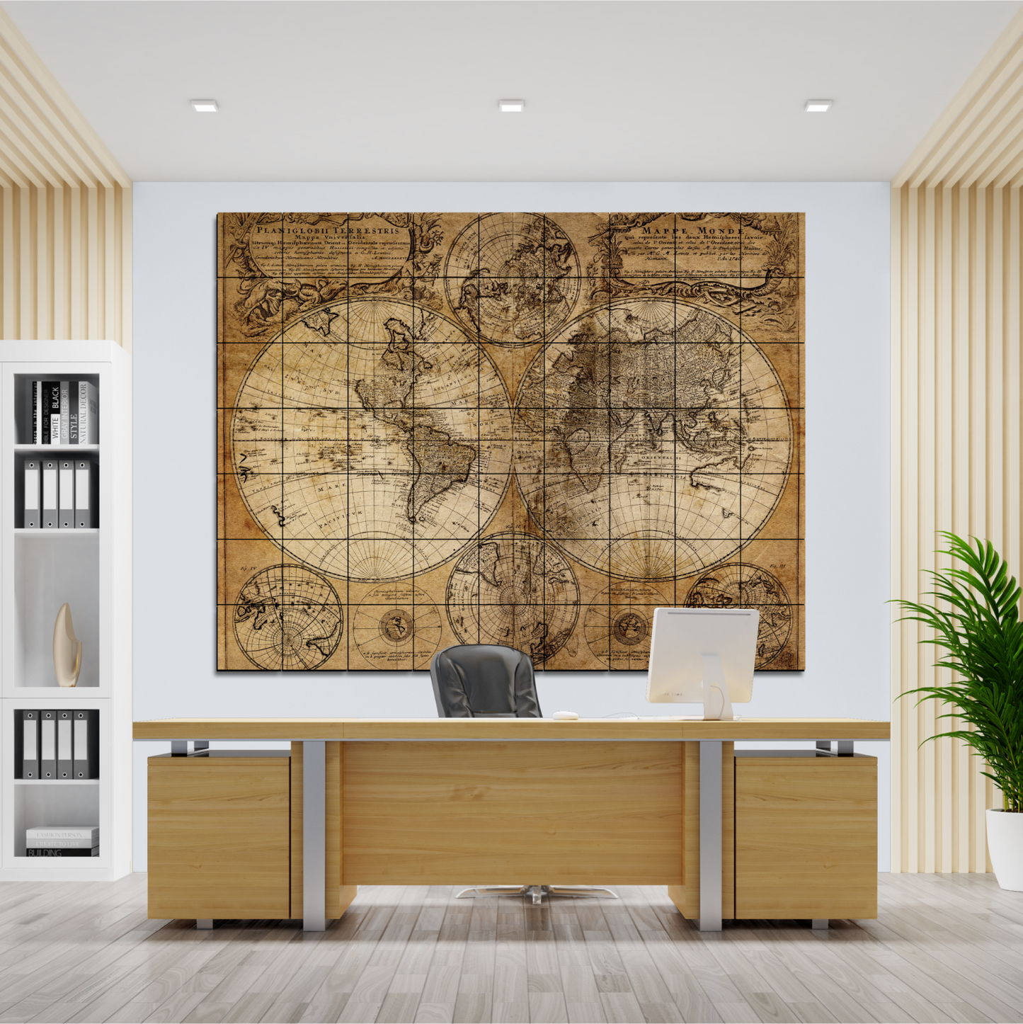 World Map Wood Print Wooden Wall Tiles Set