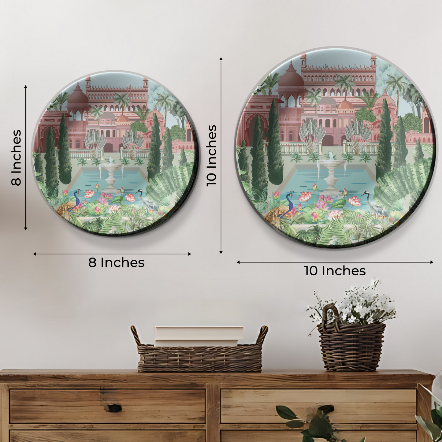 traditional royal garden and palace ceramic wall hanging plates