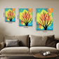 Colorful Botanical Wood Print Wall Art Set of 3