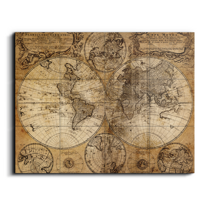 World Map Wood Print Wooden Wall Tiles Set