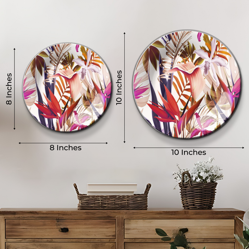 stylish Vintage Inspired Tropical Flowers Ceramic Wall Plate