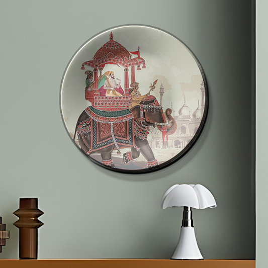 traditional look king on royal elephant decorative ceramic plates