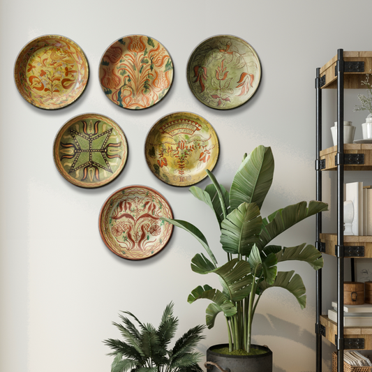 Variety of 6 German Dish Art Wall Plates Décor Pieces for Culinary-Themed Settings