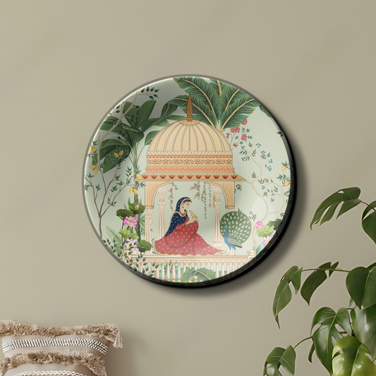 Woman Sitting in Cabana Ceramic Wall Plate Home Décor