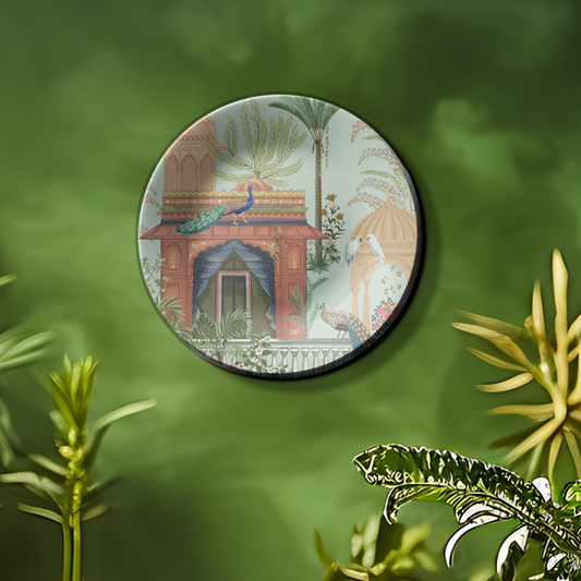nature-inspired Peacock in Royal Garden  ceramic plates decorative wall
