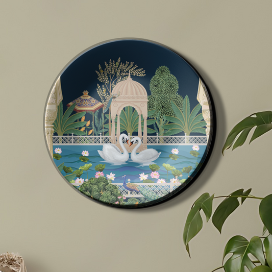 Swan Couple Ceramic Wall Plate Home Décor