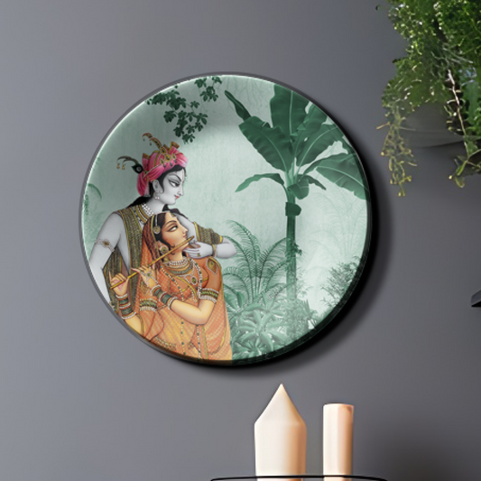 Radha Krishna Ceramic Wall Plate Home Décor
