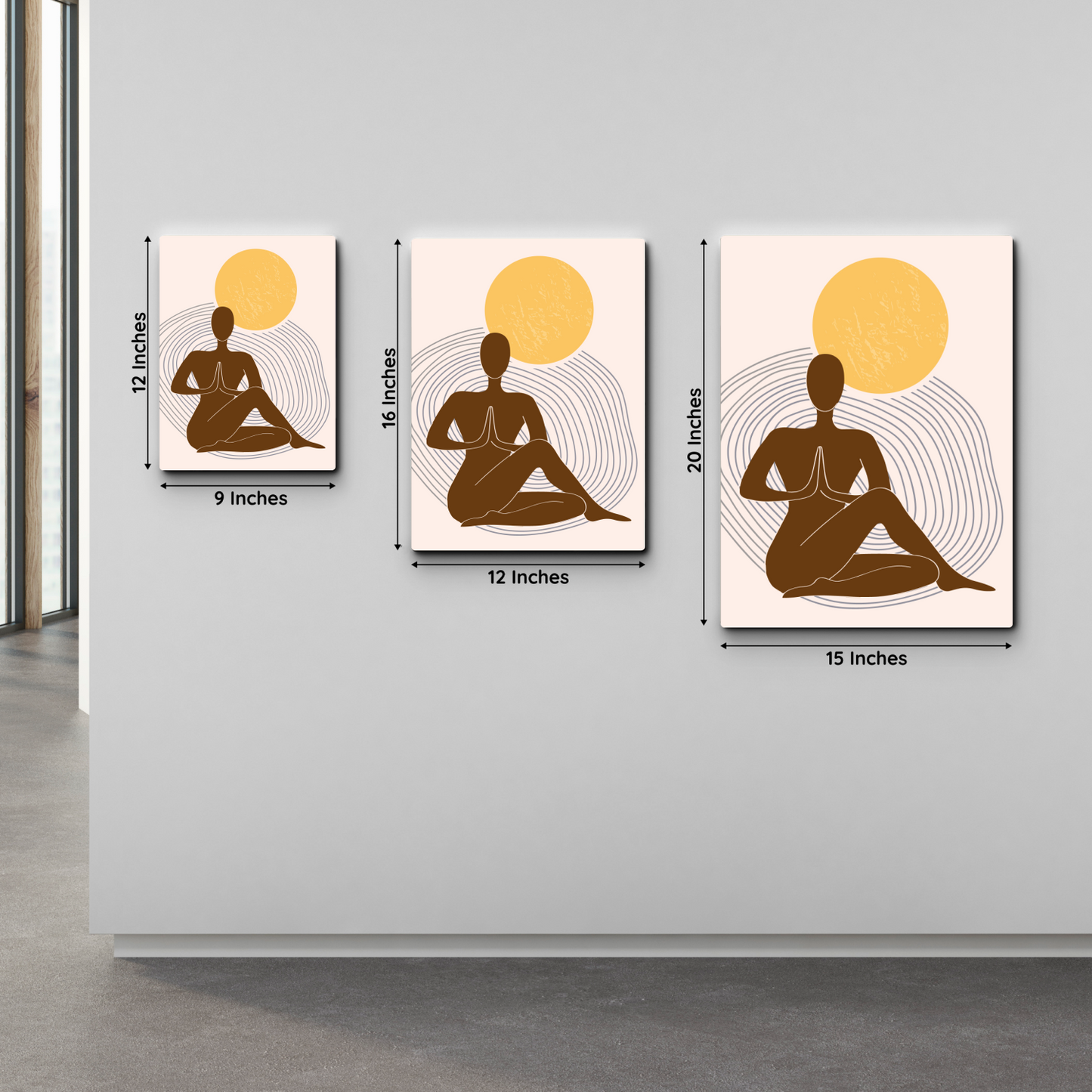 Yoga Theme Boho Beige Wood Print Wall Art