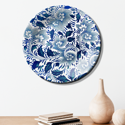 Blue and White Vintage Floral Art  Luxury Wall Plate