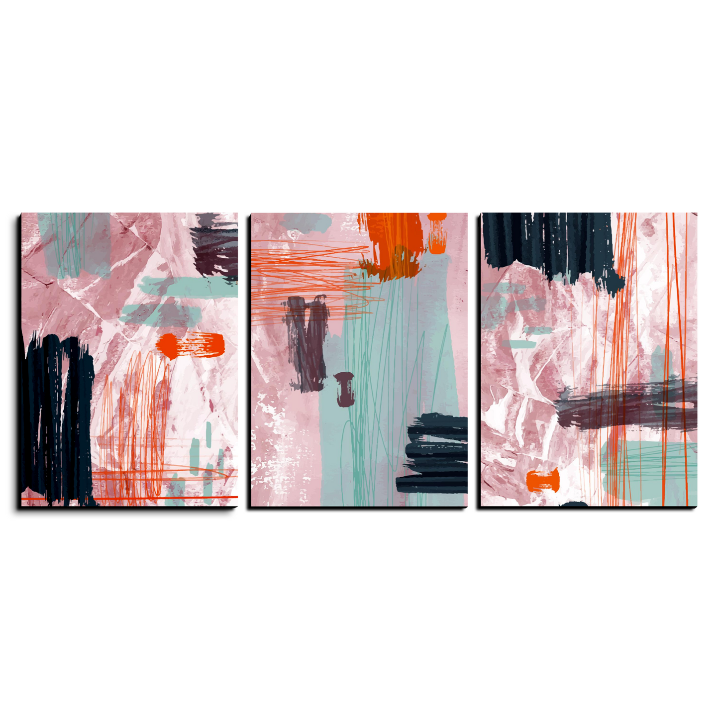 Abstract Paint Wood Print Wall Art Set of 3