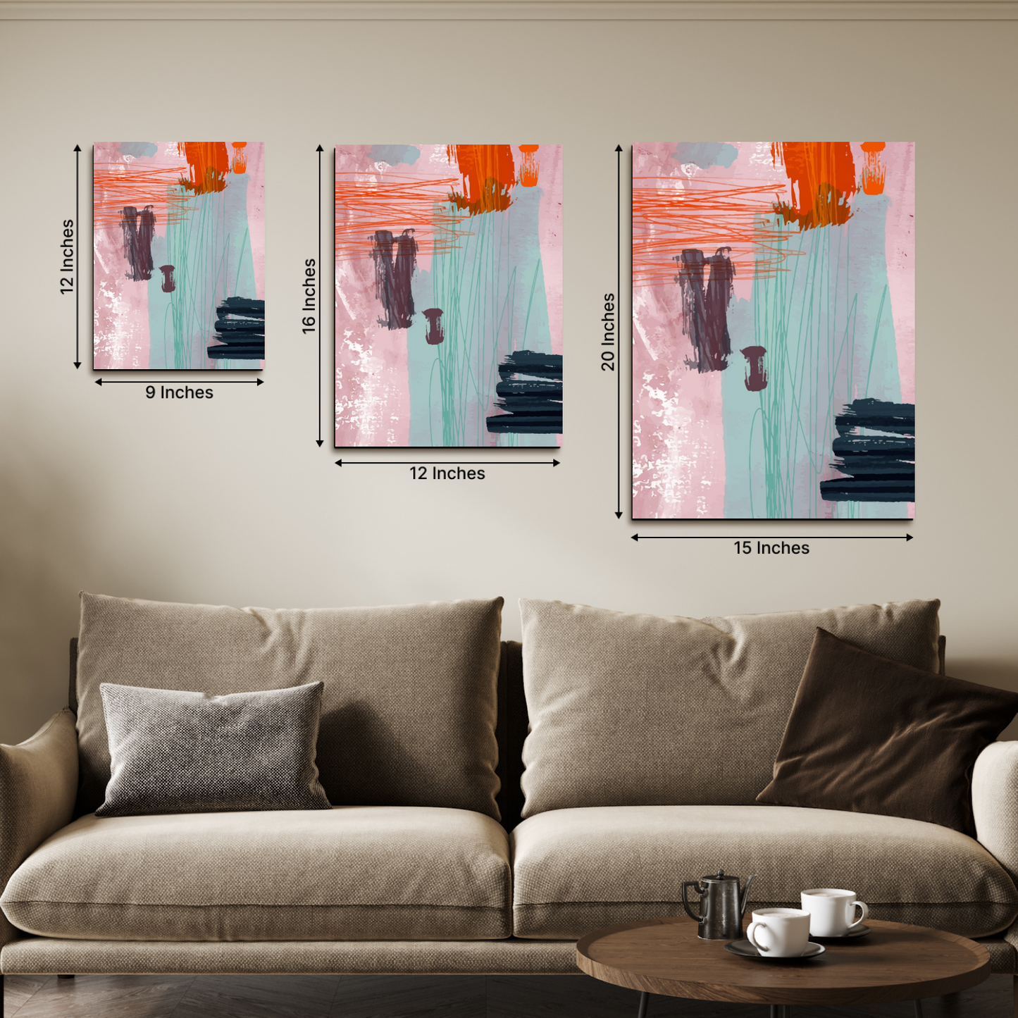 Abstract Paint Wood Print Wall Art Set of 3