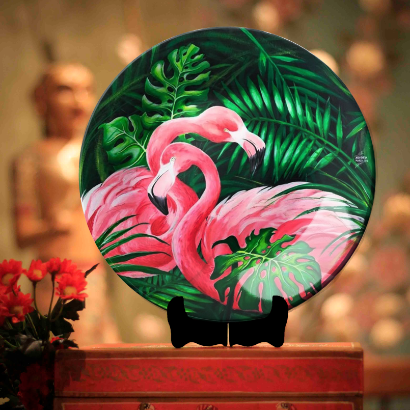 Pink Flamingos Wall Plate Home Décor