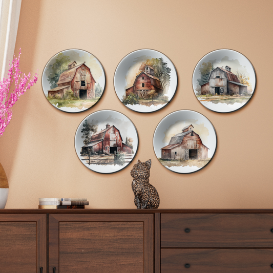 Set of 5 Farmhouse Wall Plates Art Wall Décor for Rustic Home Accents