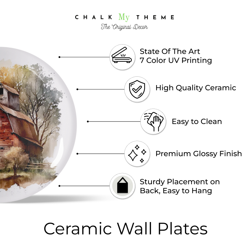 Set of 5 Farmhouse Wall Plates Art Décor Reflecting the Simplicity of Rural Life