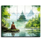 Buddha Meditating in Peaceful Place Wood Print Wooden Wall Tiles Set-Luxury Wall Art