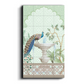 Peacock Sitting on Fountain Traditional Wood Print Wooden Wall Tiles Set