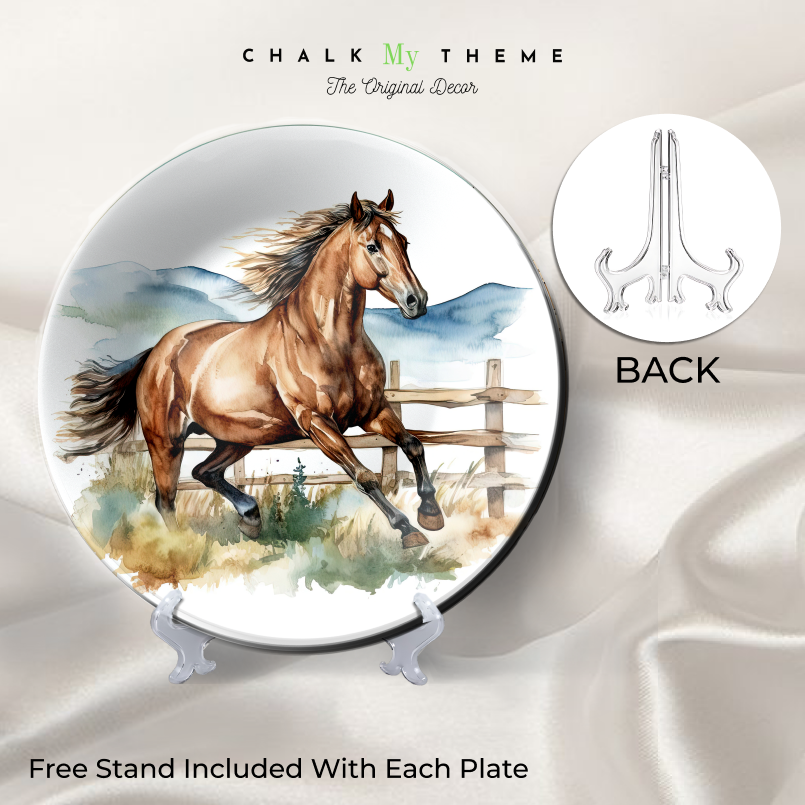 Elegant Set of 5 Running Horses Art Wall Plates Décor for Horse Lovers