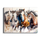 Seven Running Horses Wood Print Wooden Wall Tiles Set