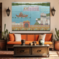 Indian Singer And Dancer In A Boat Wood Print Luxurious Wooden Wall Tiles Set