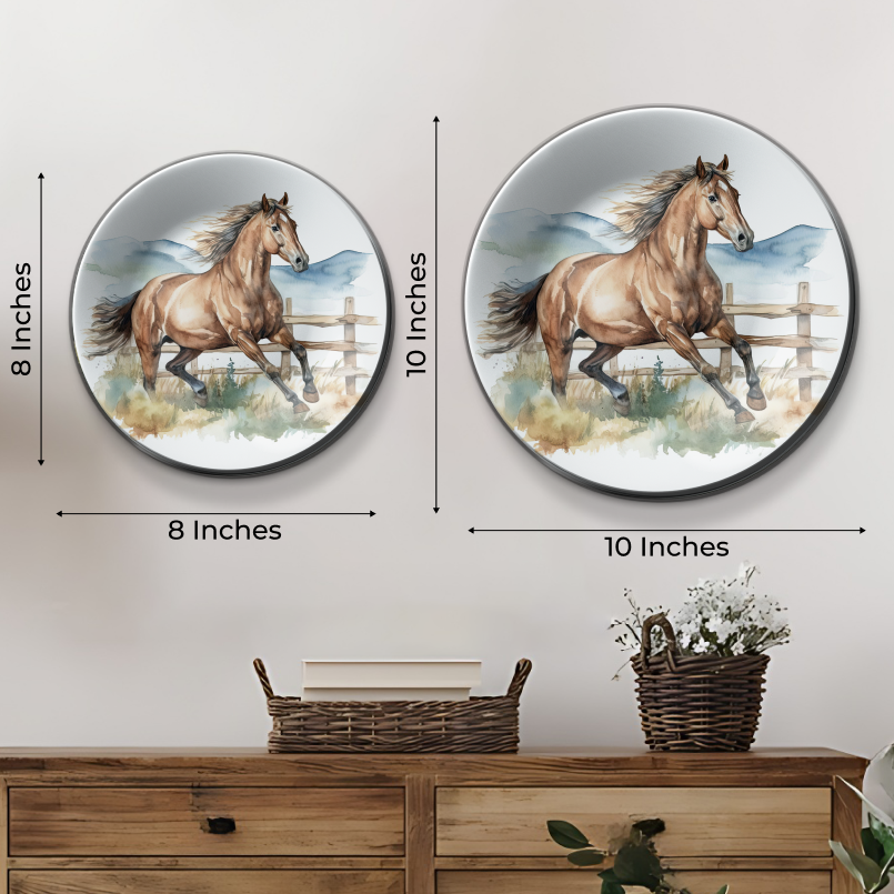 set of 5 Running Horses Art Wall Plates Décor for Captivating Decor