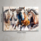 Seven Running Horses Wood Print Wooden Wall Tiles Set